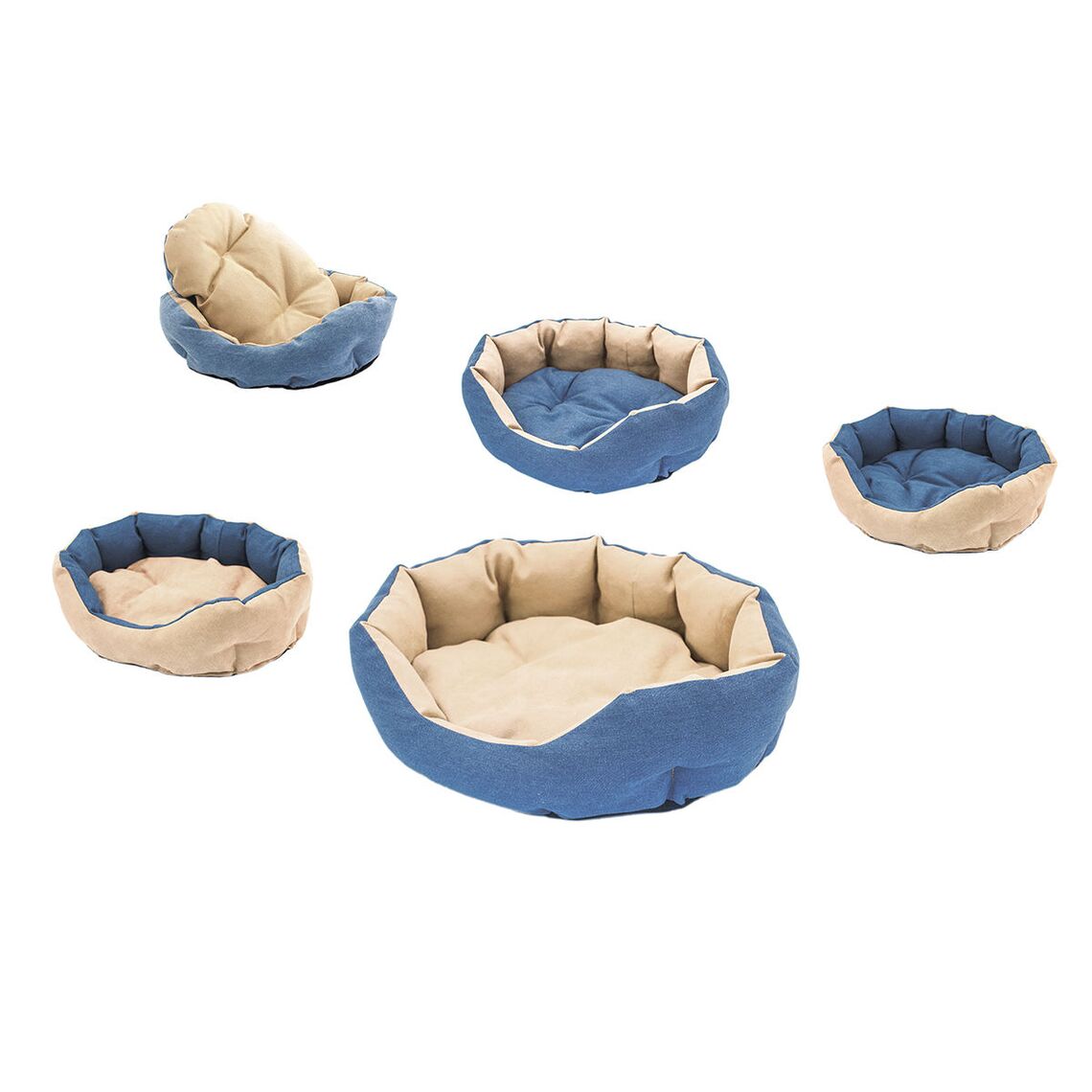 Лежак джинсовый,овальный,пухлый 40*32*14см